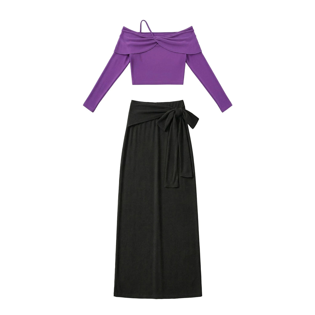 Belly Dance Training Set | 2-Piece | Long Sleeve & Bodycon Skirt