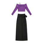 Belly Dance Training Set | 2-Piece | Long Sleeve & Bodycon Skirt