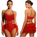 Dance Bodysuit | Rhinestones & Faux Feathers