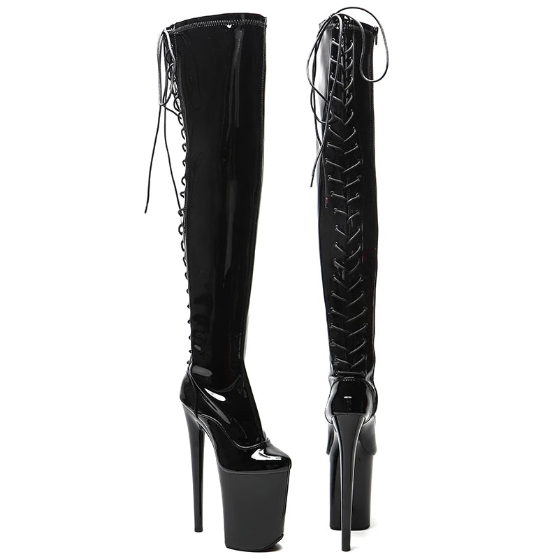 Patent Thigh-High Platform Pole Dance Boots – 9-Inch Heel