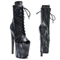 20cm Platform Ankle Boots - Stone Pattern Lace-Up Dance Boots