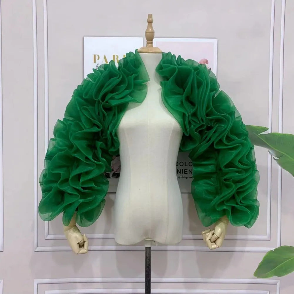 Ruffled Organza Bolero | Puff Sleeve Jacket | Pageant & Formal