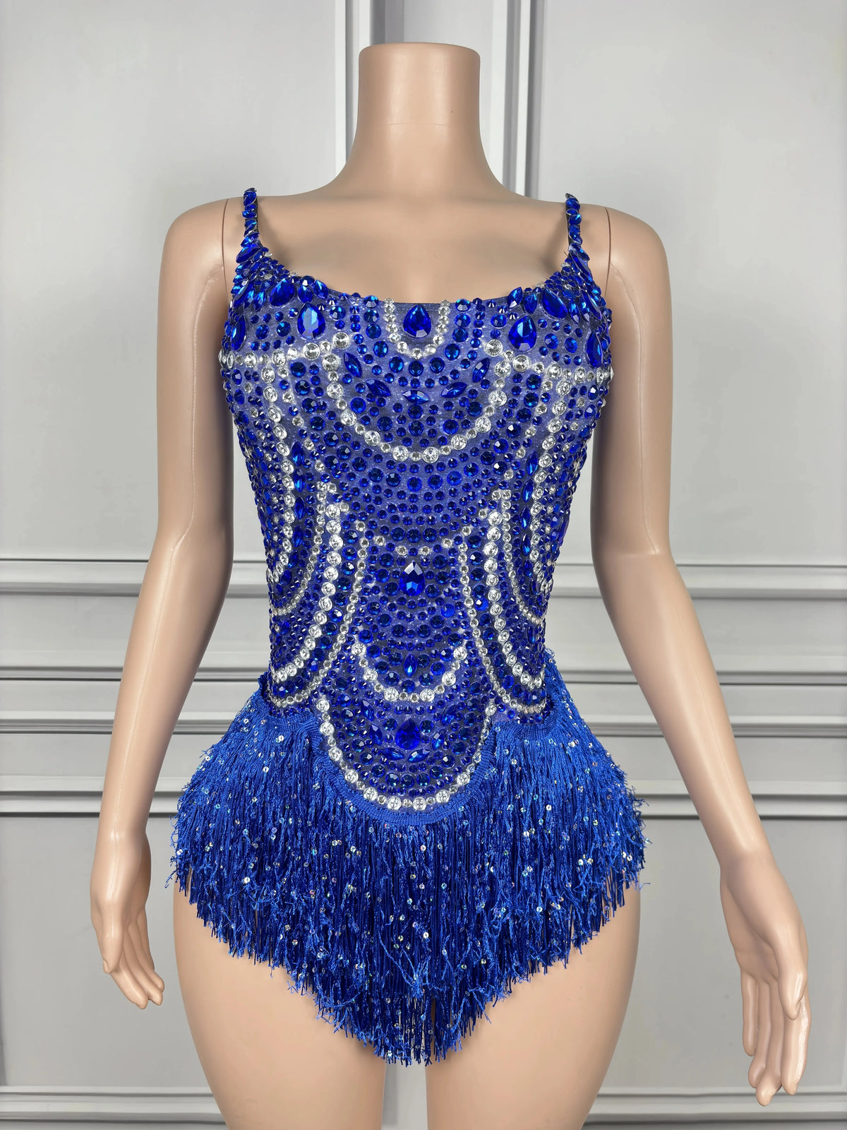 Rhinestone Pearl Tassel Bodysuit | Stage & Party | S–XL