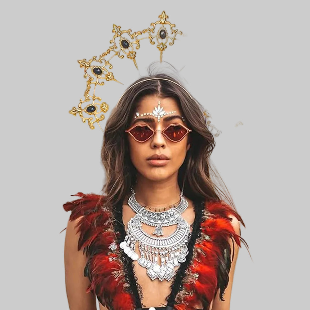 Regal Spiked Rhinestone Halo Headpiece