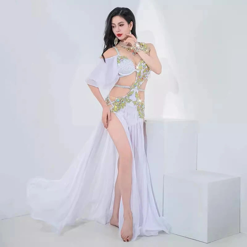 Egyptian Belly Dance Costume | Rhinestone Bra & Chiffon Skirt