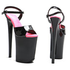 9-Inch Patent Platform Heels - High-Shine Slip-On Sandals