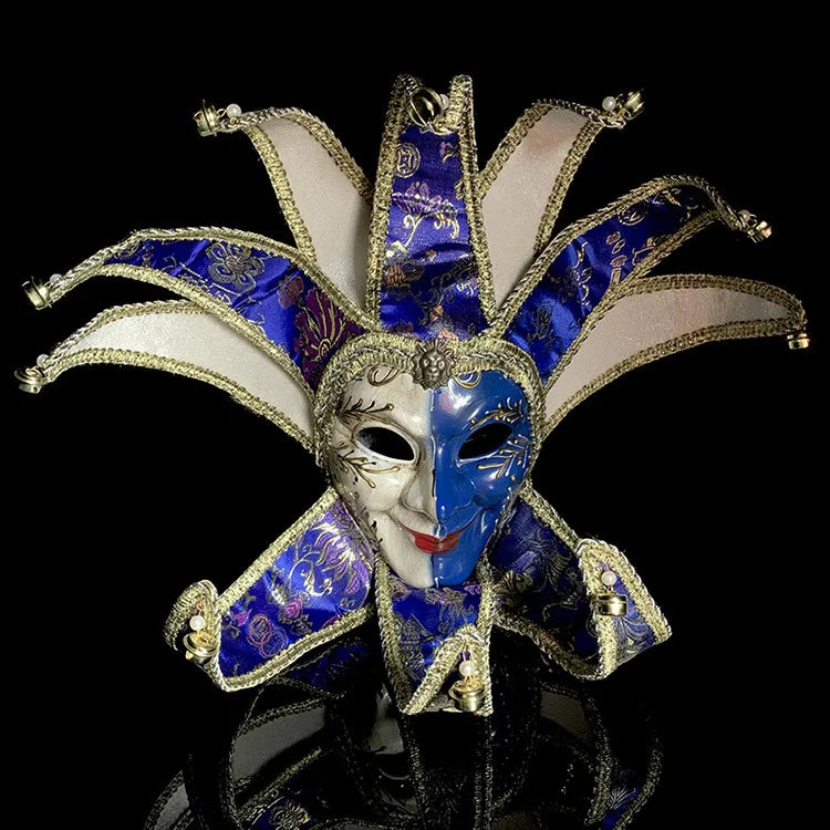 Venetian Jester Comedy Mask | Gold Metalwork | 4 Colors
