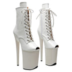 9-Inch Glitter Platform Ankle Boots - Open Toe High Heel Performance Boots