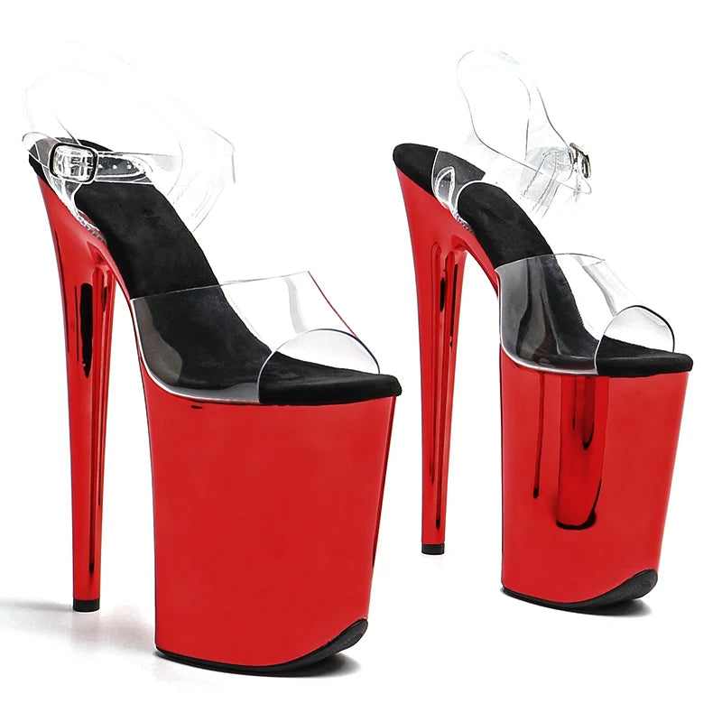 9-Inch Metallic Platform Sandals - Chrome Exotic Dance Heels
