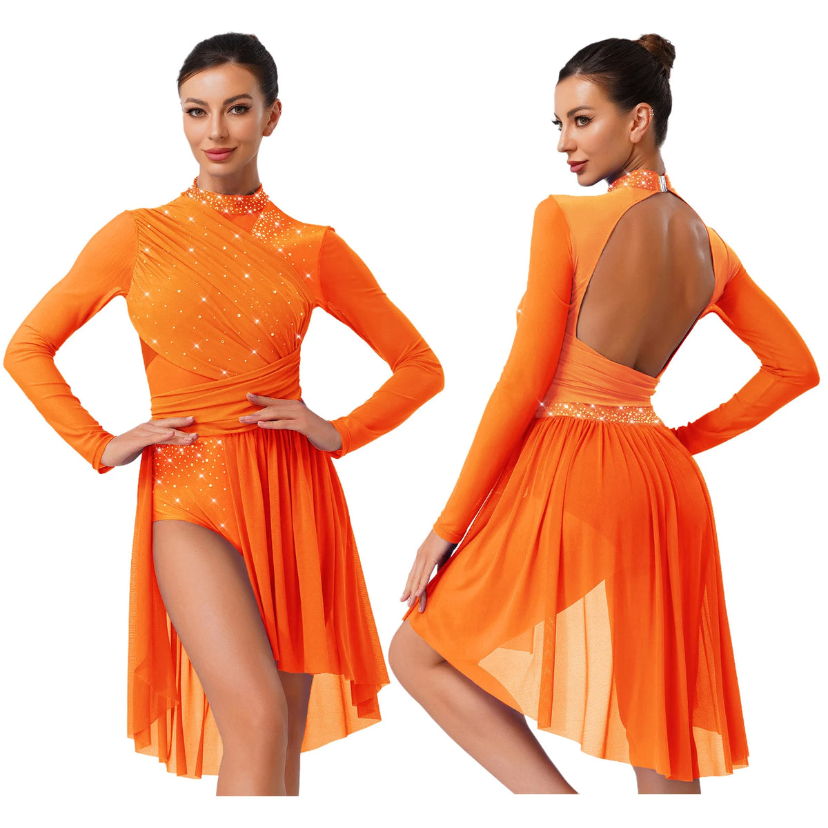 Aurora Rhinestone Lyrical Dance Leotard Dress