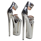 10-Inch Metallic Platform Sandals - Open Toe Heels