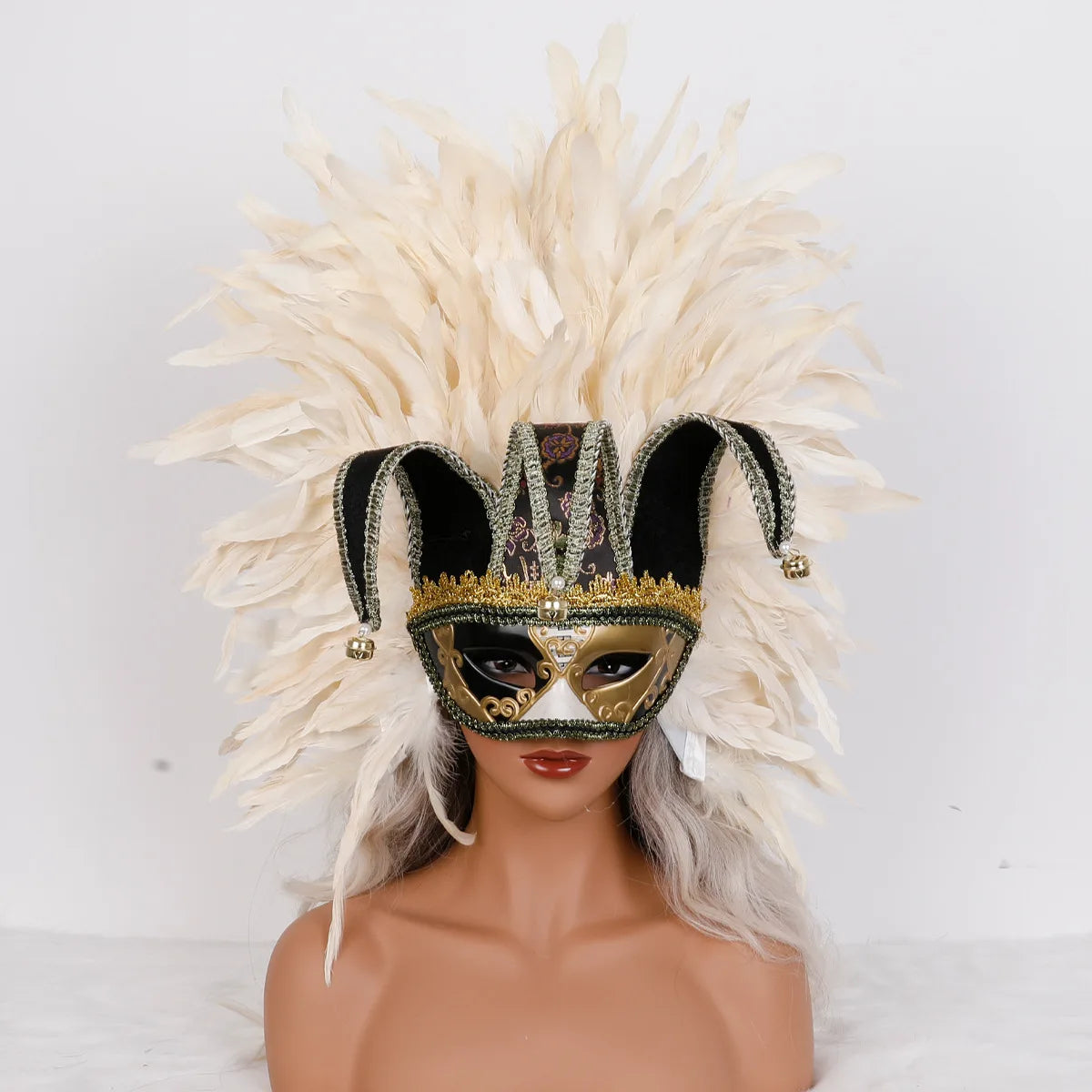 Feather Masquerade Mask | Jester Crown