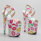 Red Lips Print 8-Inch Platform Pole Dance Sandals