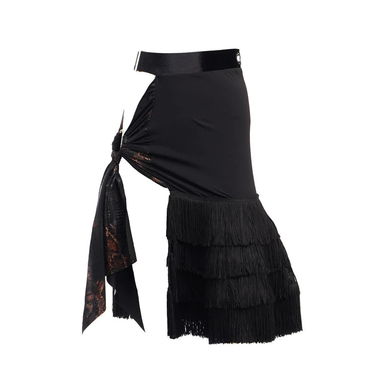 Latin Dance Costume | Mesh Bodysuit Top & Skirt Set