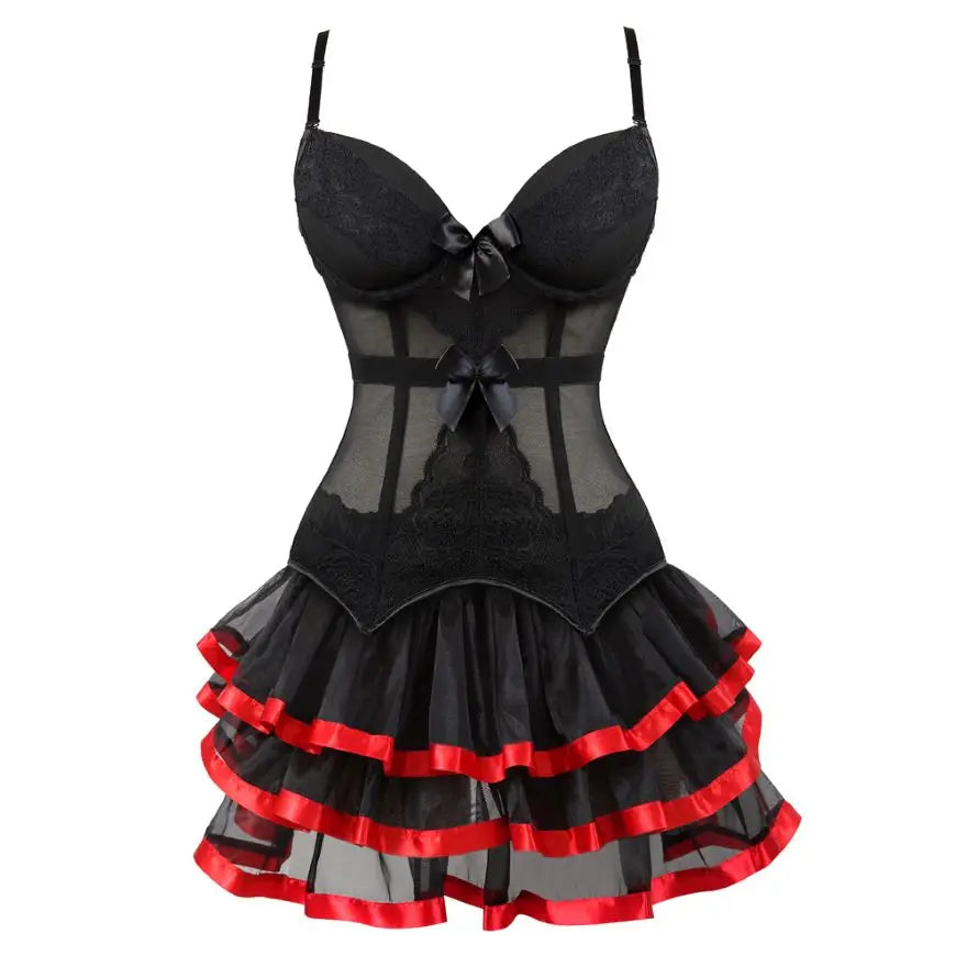 Overbust Corset & Tutu Skirt Set | Straps Cup | Burlesque