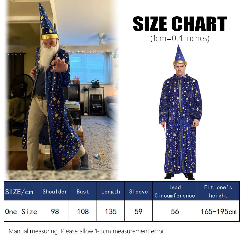 Starry Wizard Robe | Pointed Hat Costume Set