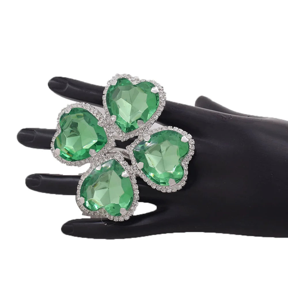Crystal Clover Statement Ring | Adjustable