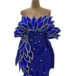 Royal Blue Crystal Feather Gown | Mermaid | Pageant