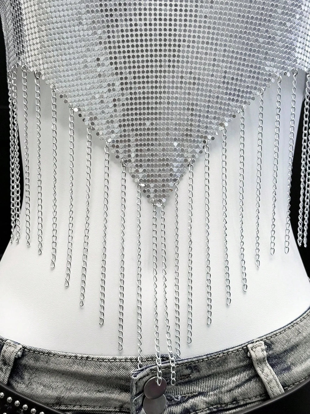 Sequin Tassel Bandage Crop Top