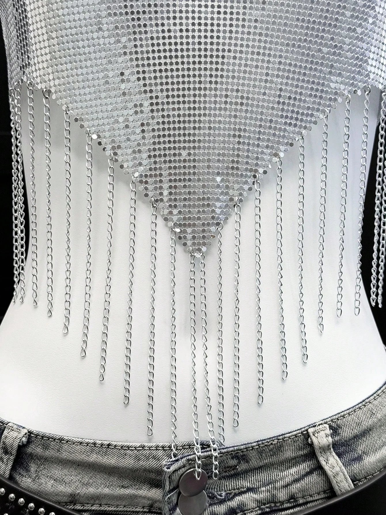 Sequin Tassel Bandage Crop Top