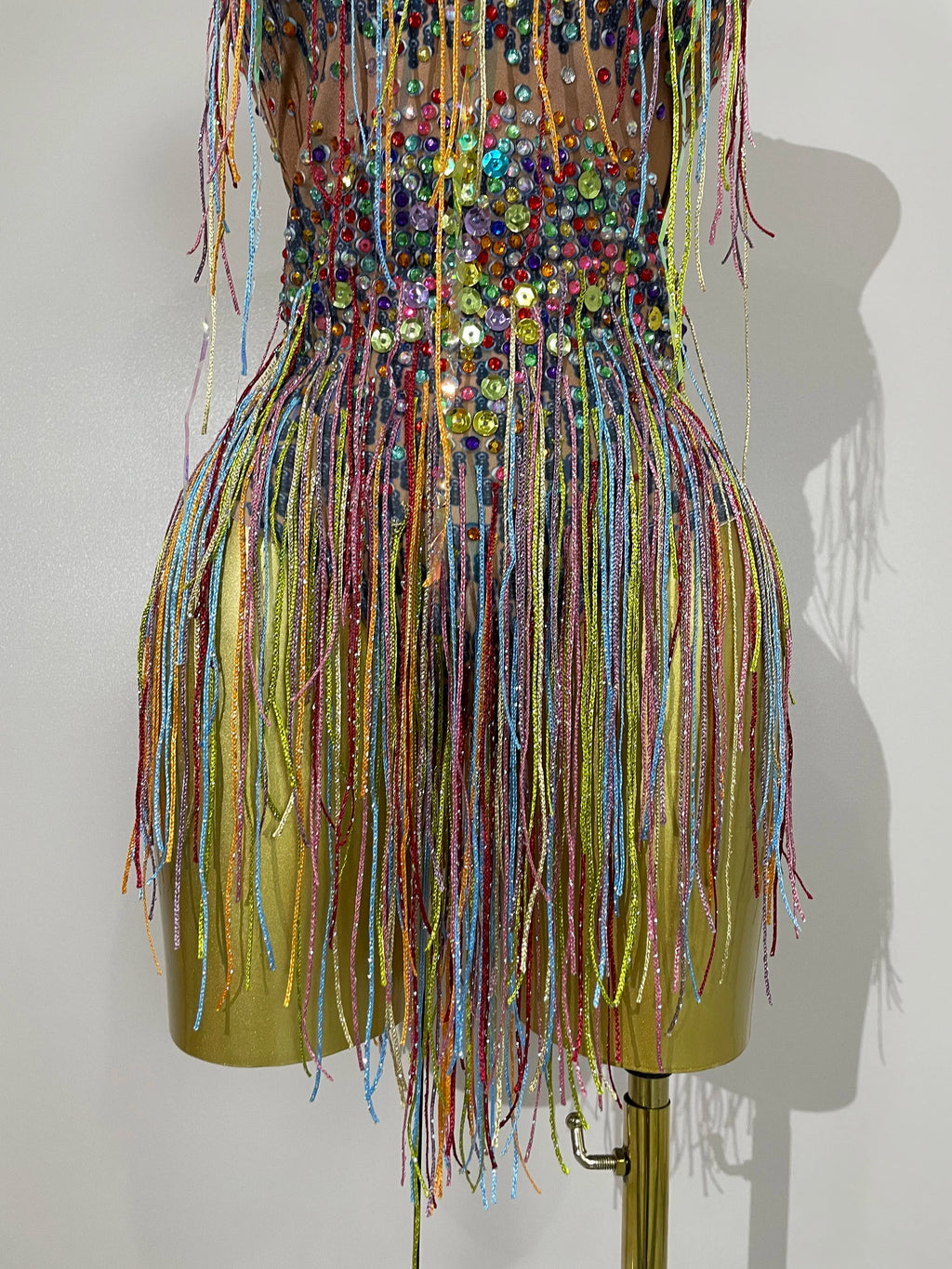 Rhinestone Sequin Tassel Bodysuit | Colorful | XS–XL