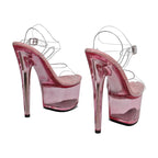 17CM Clear Platform Pole Dance Heels - Transparent Exotic Dancer Sandals