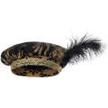 Medieval Feathered Beret Hat | Jacquard Court Cap | Cosplay