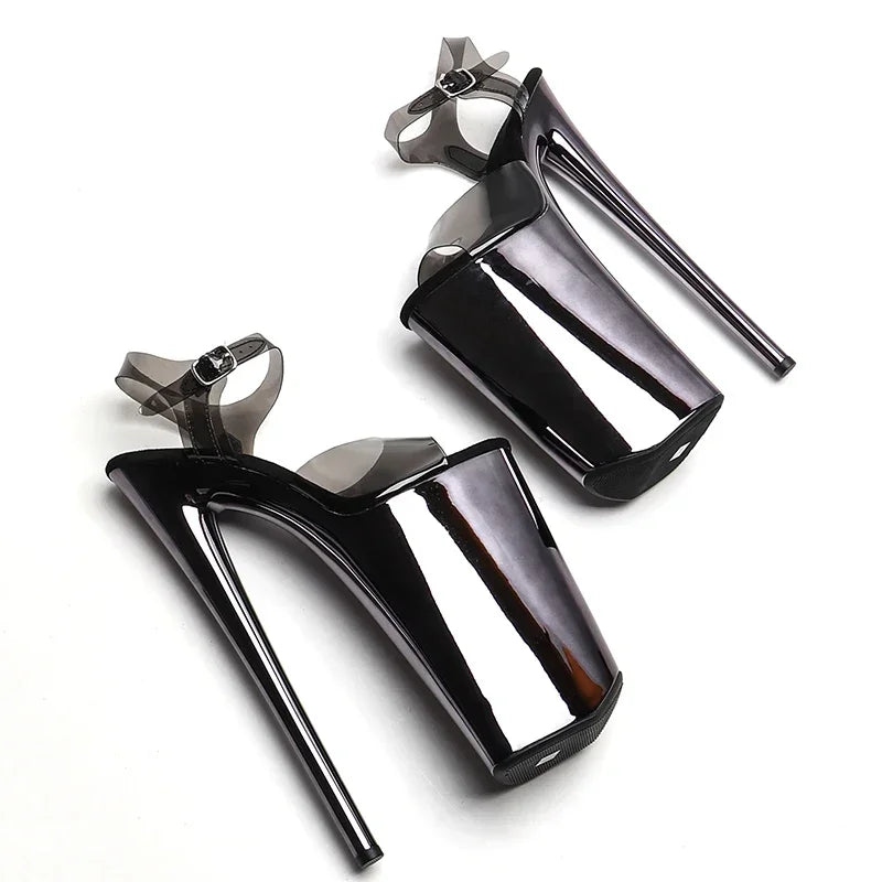 10-Inch Electroplated Platform Sandals - Ankle Strap Dance Heels