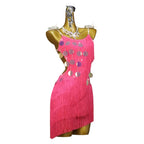 Latin Ballroom Dance Dress – Rhinestone Tassel Competition Gown