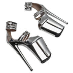 9-Inch Metallic Platform Sandals - Slip-On Dance Heels