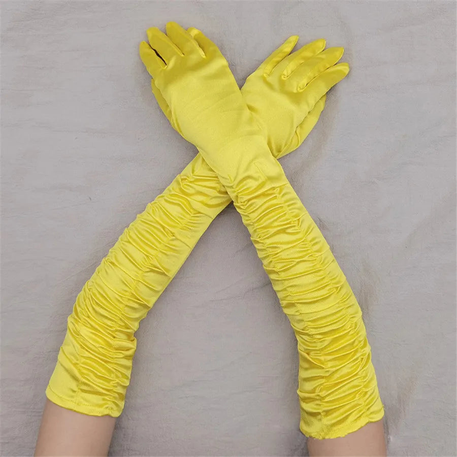 Long Satin Opera Gloves - Dance & Performance Stretch Gloves