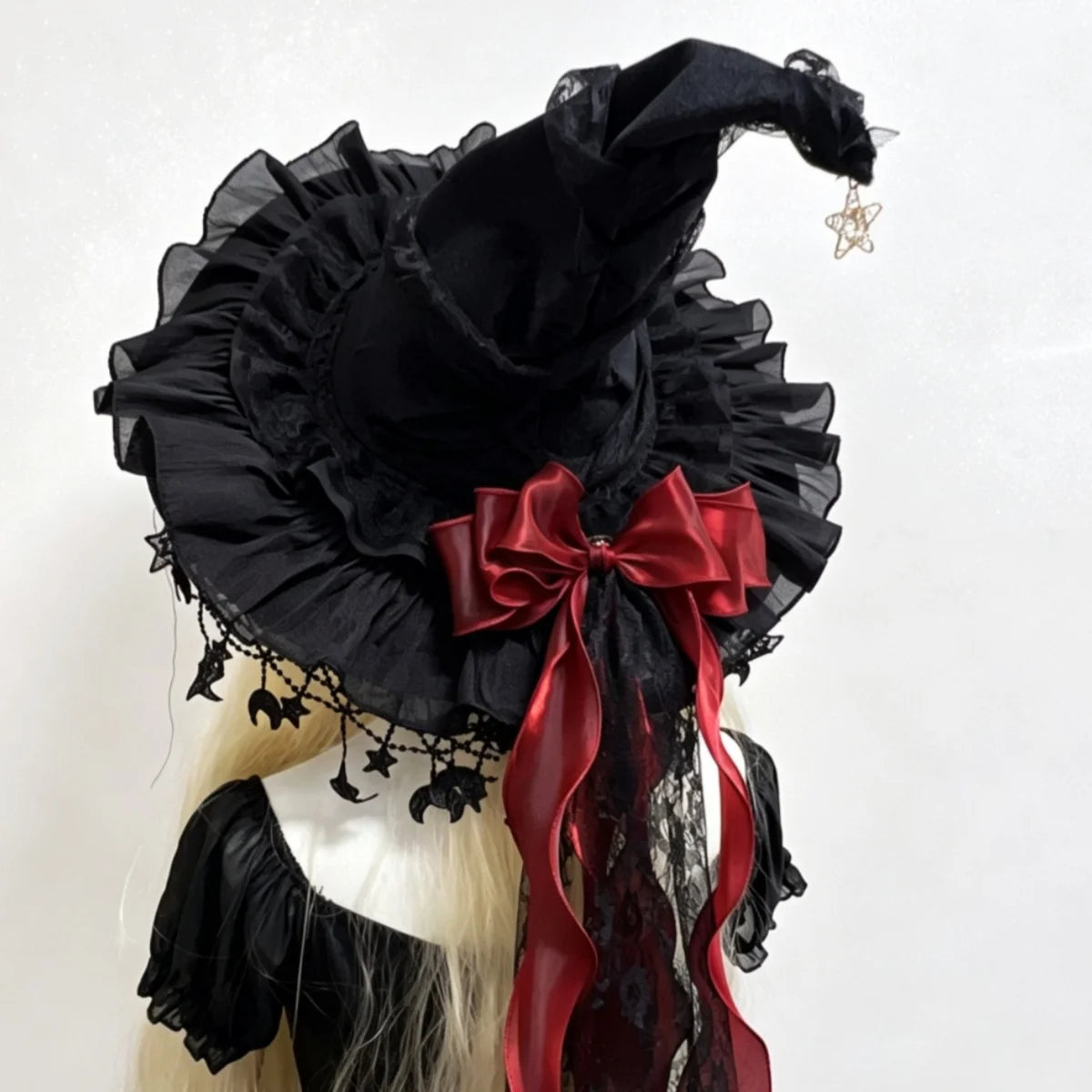 Gothic Witch Hat | Velvet, Lace & Satin Ribbon
