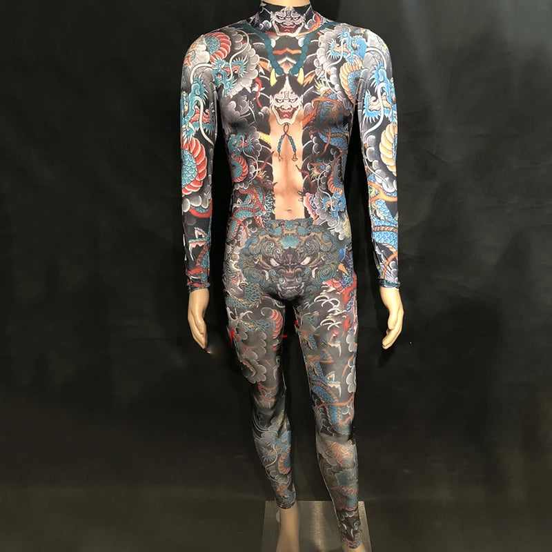 Printed Bodysuit Jumpsuit | Long Sleeve | Stage & Pole
