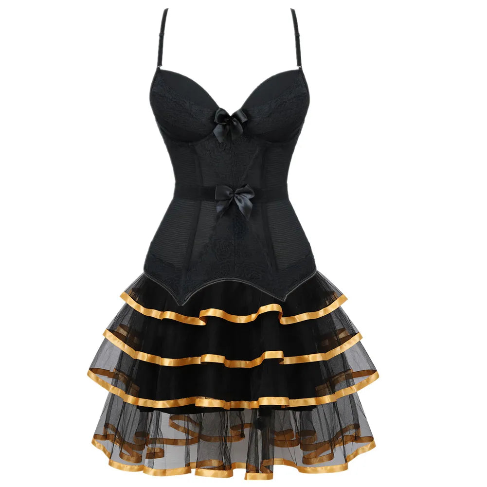 Overbust Corset & Tutu Skirt Set | Straps Cup | Burlesque