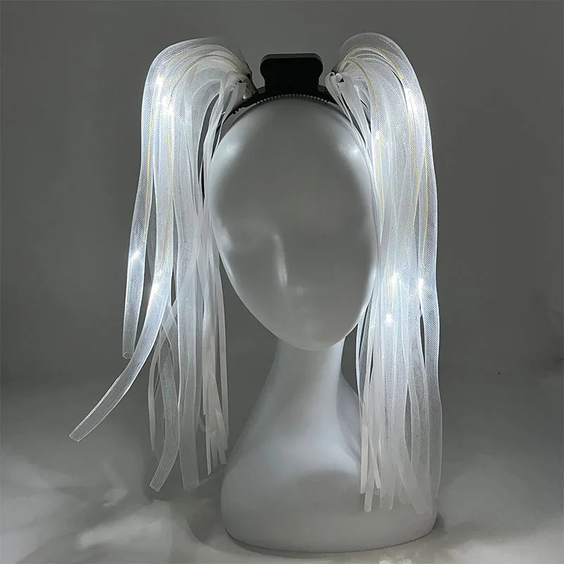 LED Light-Up Braid Pigtail Headband | Rave Festival Hair