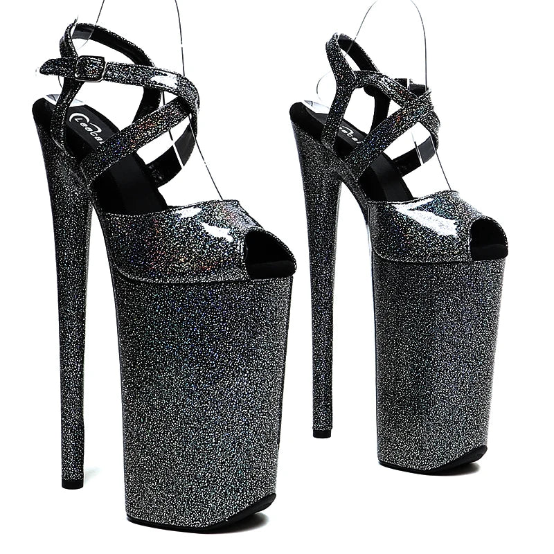 10-Inch Glitter Platform Heels - Ultra High Exotic Dance Sandals