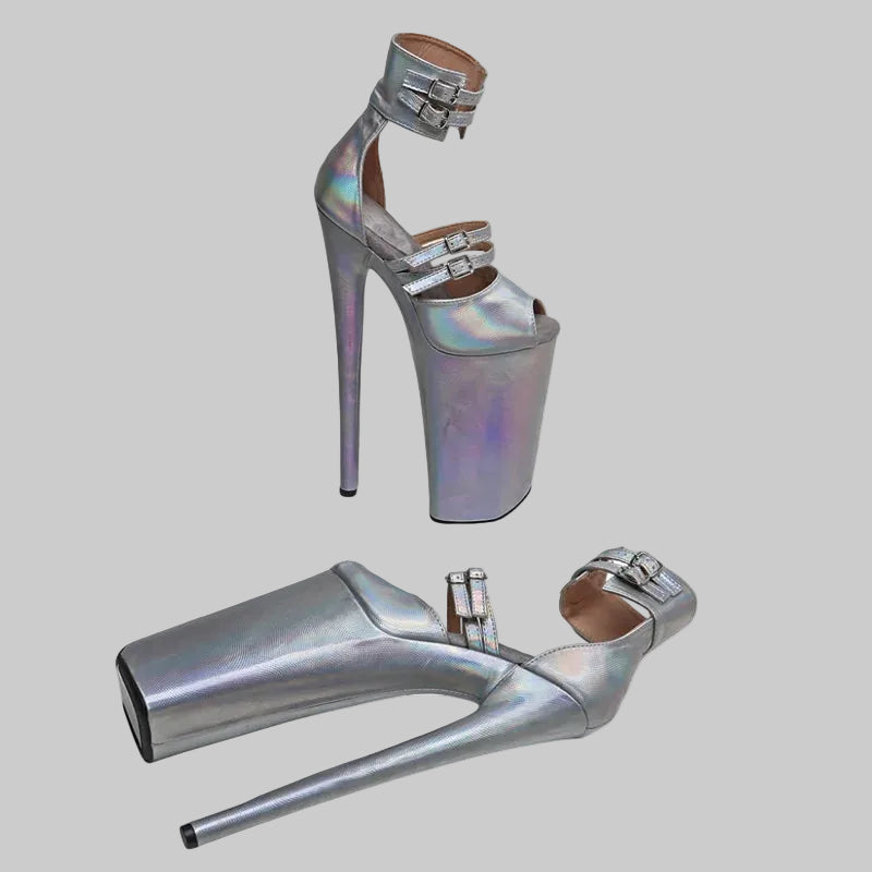 26CM Holographic Platform Sandals - Extreme 10 Inch High Heel Pole Dance Shoes