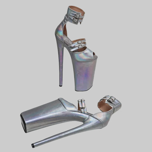 26CM Holographic Platform Sandals - Extreme 10 Inch High Heel Pole Dance Shoes