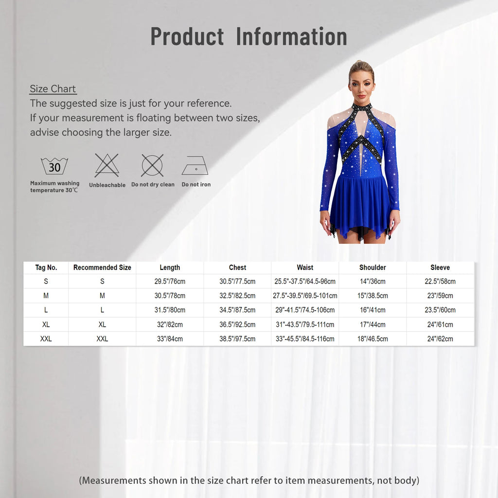 Rhinestone Mesh Skating Dress | Gradient | Built-In Brief