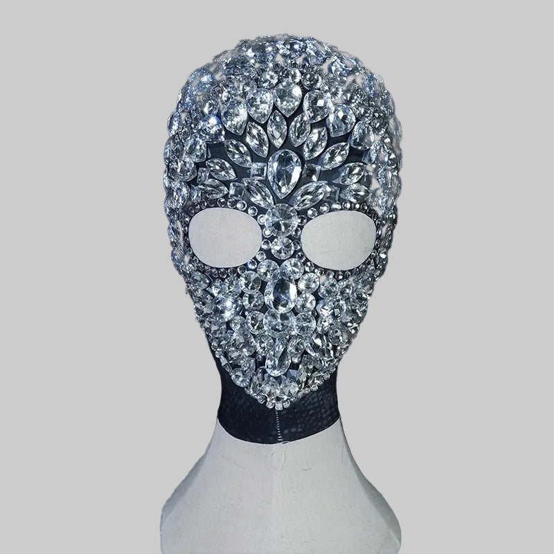 Rhinestone Crystal Performance Balaclava Mask