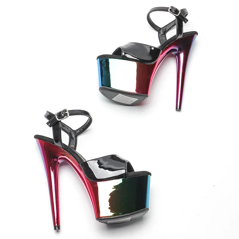 7-Inch Platform Heels with Ankle Strap - Patent Finish Sandals