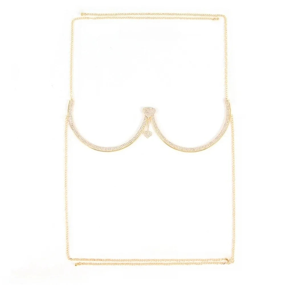 Rhinestone Body Chain | Heart & Flower | Gold & Silver
