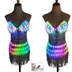 LED Light-Up Sequin Tassel Dress | Glowing Stage & Festival Outfit