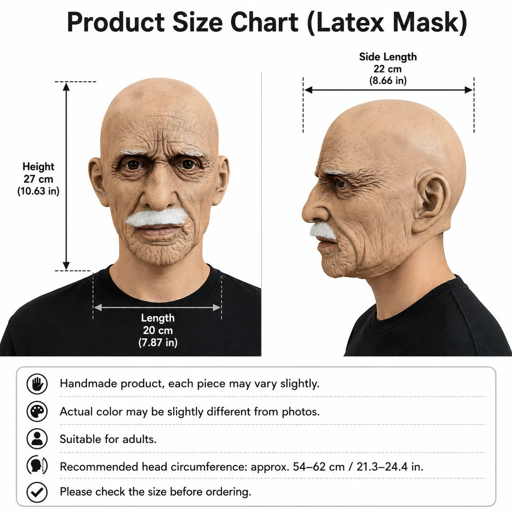 Elderly Character Mask | White Moustache