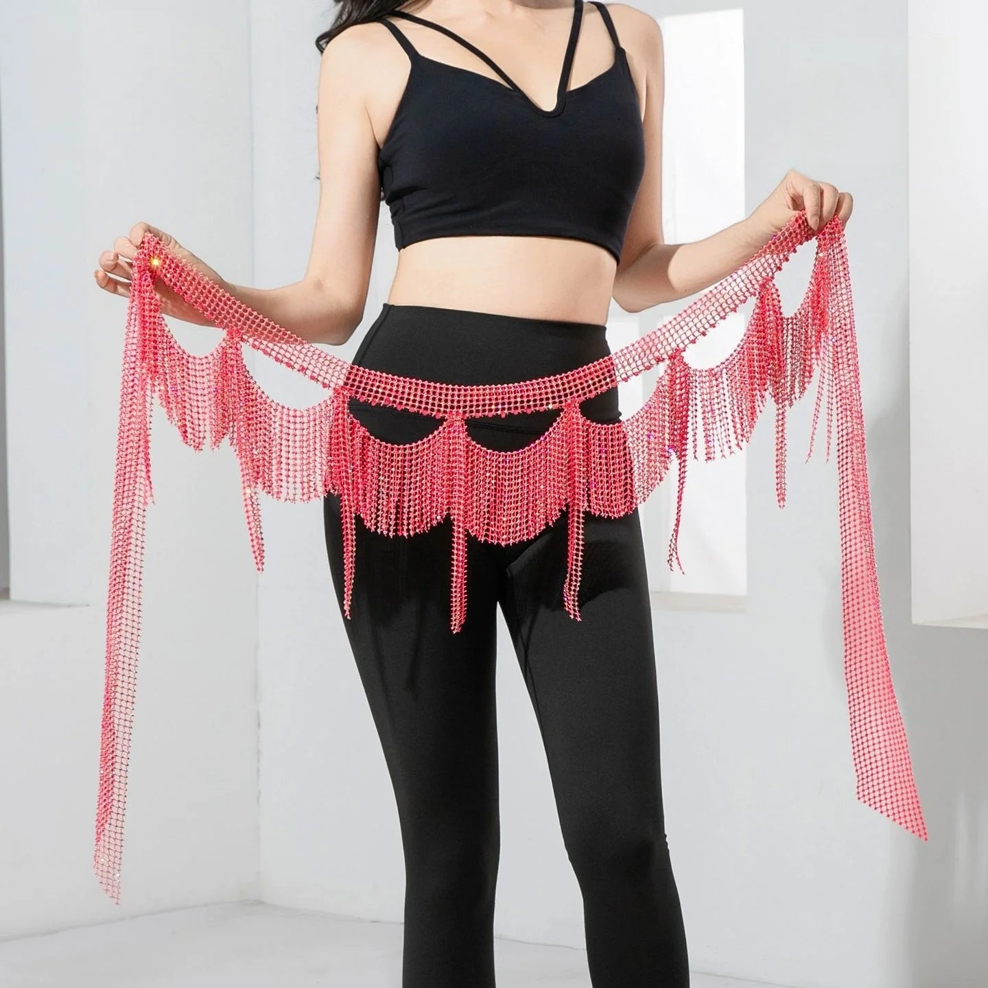Belly Dance Hip Scarf | AB Diamond Tassel Belt