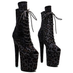 Dark Grey Suede Platform Ankle Boots – High Heel Pole Dance Shoes