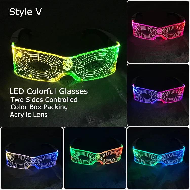 LED Acrylic Visor Glasses | 12-Mode Light-Up Rave Eyewear