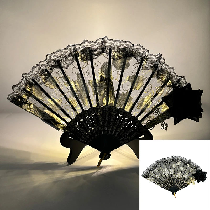 LED Lace Hand Fan | Light-Up Dance & Performance Fan