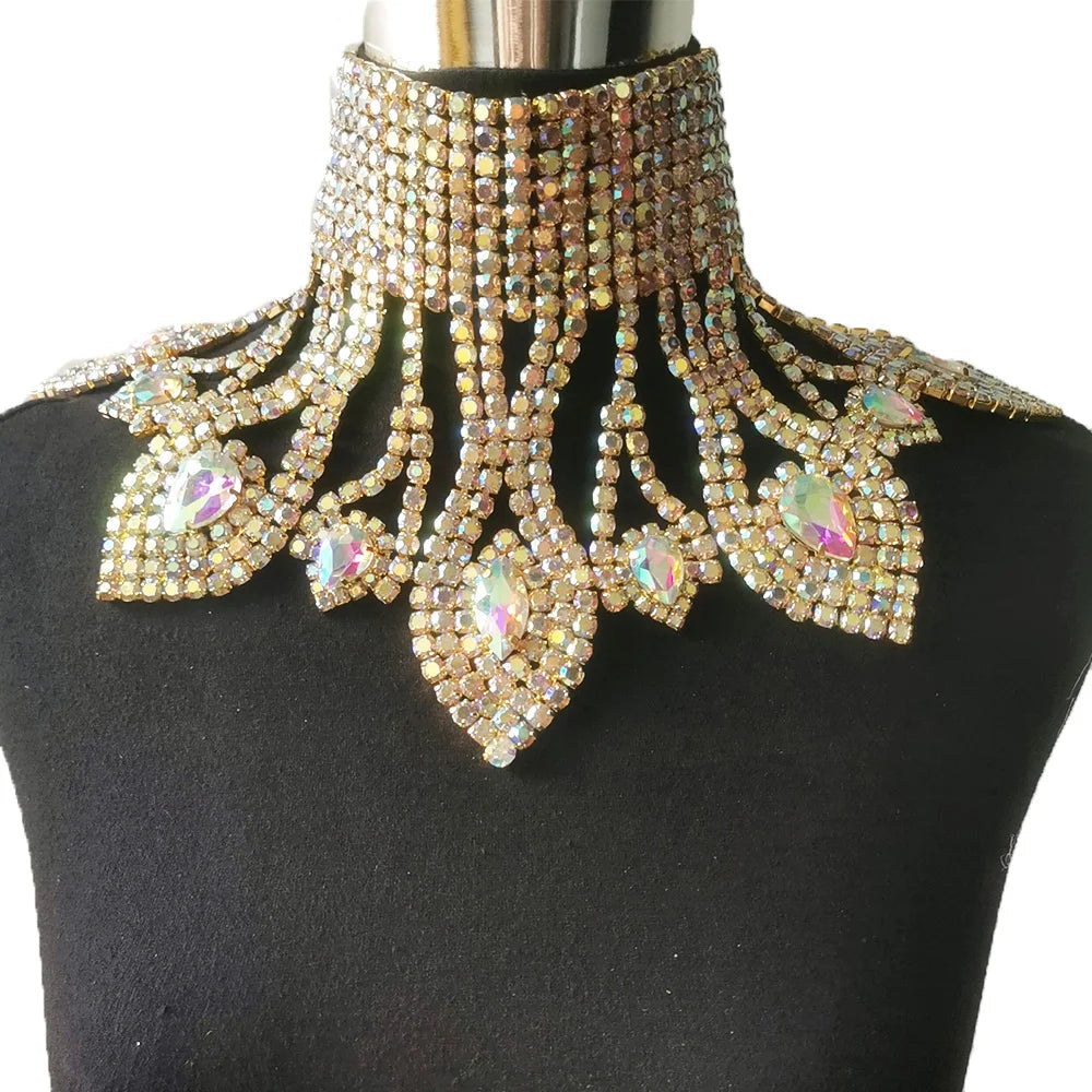 Crystal Rhinestone Choker | Wide Statement Necklace | Drag & Bridal
