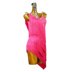 Red Rhinestone Latin Dance Dress with Tassel Details